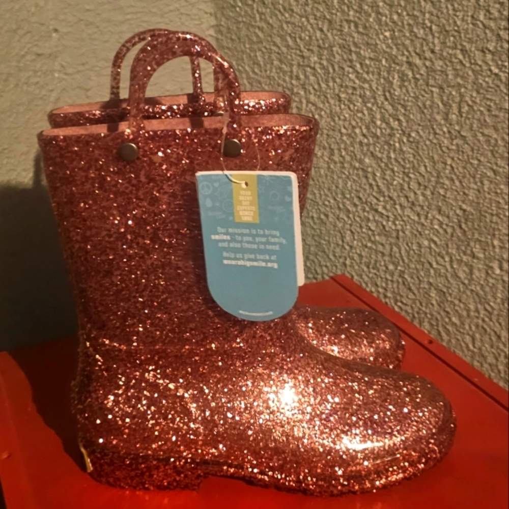 Western Chief Pink Sparkle Waterproof Rain Boots